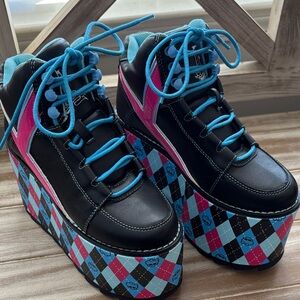 Monster High Black and Blue and pink argyle Platform Shoes
